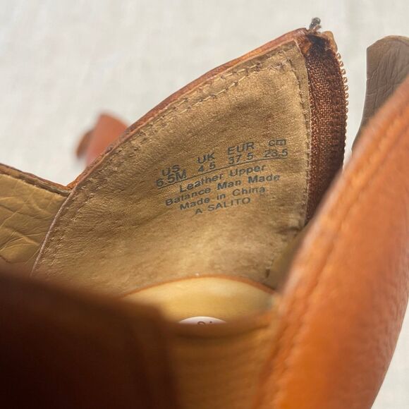 Franco Sarto A-Salito Heels Tan Leather Cut Outs Peep Toe Women's Size 6 - Picture 12 of 12